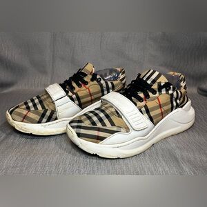 Burberry Regis Checkered Beige Sneakers US MENS 10 EU 43 Suede & Leather